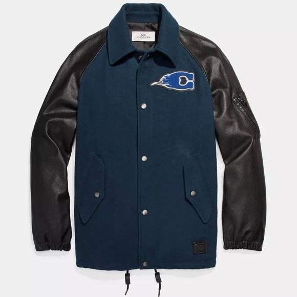 BNWT RRP 695$ COACH WOOL GOAT LEATHER VARSITY JACKET MENS SIZE M F24299 - Picture 2 of 13